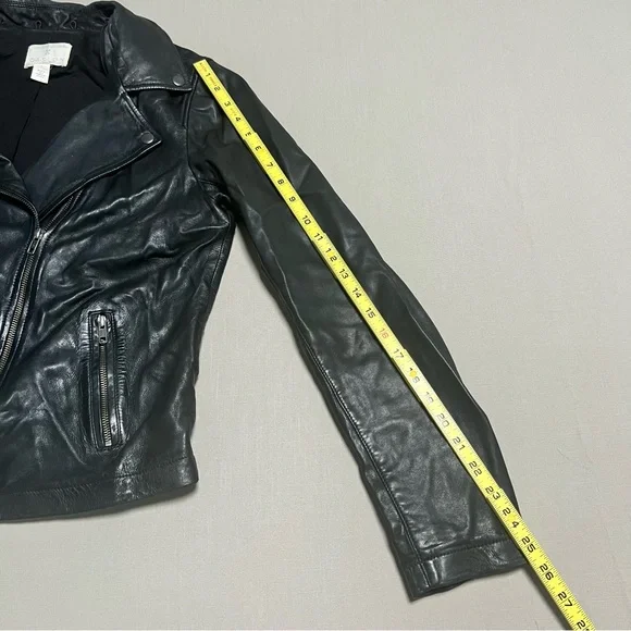 Caslon Black Leather Moto Jacket Women Large Removable Hood - Picture 14 of 16